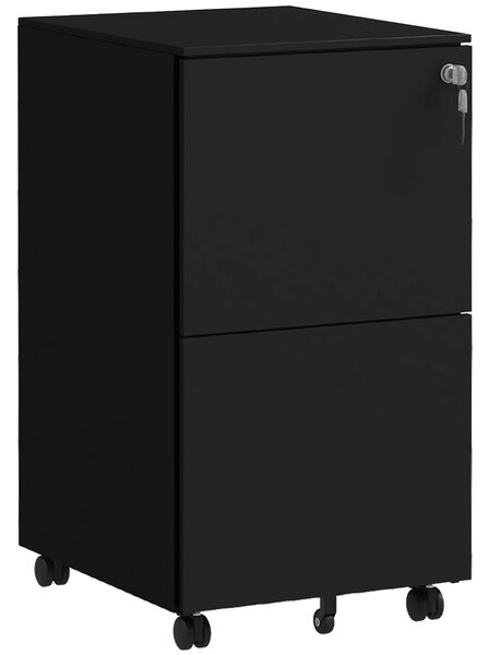 Vinsetto 2-Drawer Vertical Filing Cabinet with Lock, Steel Mobile File Cabinet with Hanging Bar for A4, Legal and Letter Size, Black Aosom UK