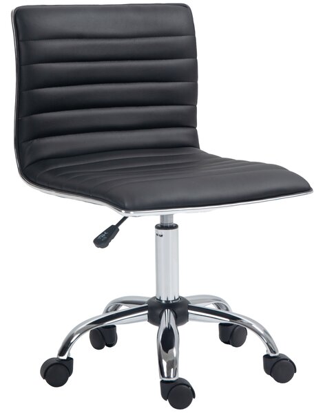 Vinsetto Armless Office Chair, Adjustable Swivel PU Leather Desk Chair with Chrome Base for Home Office, Black Aosom UK