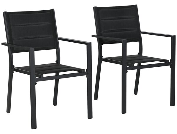 Outsunny 2 Stackable Garden Chairs, Lightweight Patio Dining Chairs, Weatherproof & Space, Aluminium, Cream White Aosom UK