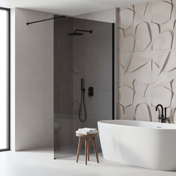 Shower screen Rea Flexi Grey / Black 90