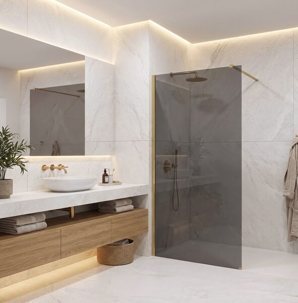 Shower screen Rea Flexi Grey / Brush Gold 90