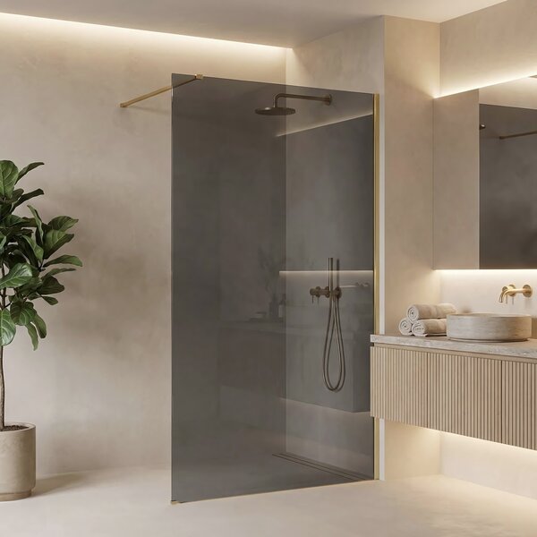 Shower screen Rea Flexi Grey / Brush Gold 120