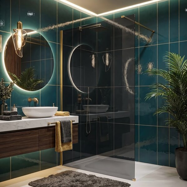 Shower screen Rea Flexi Grey / Brush Gold 120