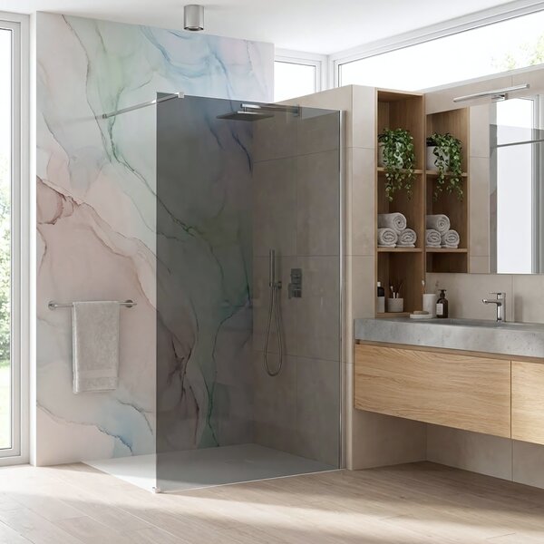 Shower screen Rea Flexi Grey / Chrome 130