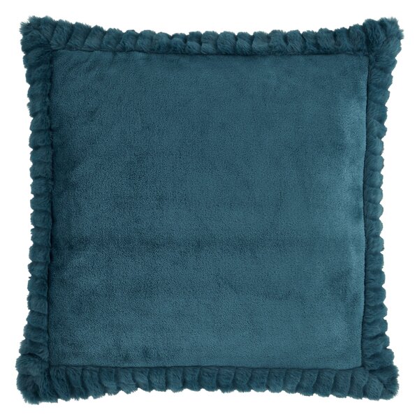 Catherine Lansfield Velvet and Faux Fur Teal 55cm x 55cm Filled Cushion Teal