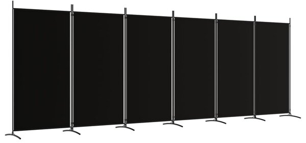 6-Panel Room Divider Black 520x180 cm Fabric