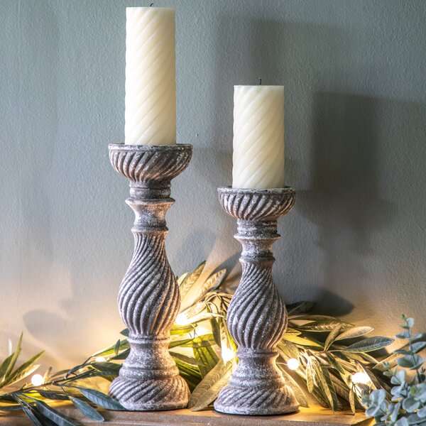 Aged Sowton Candle Holder Grey