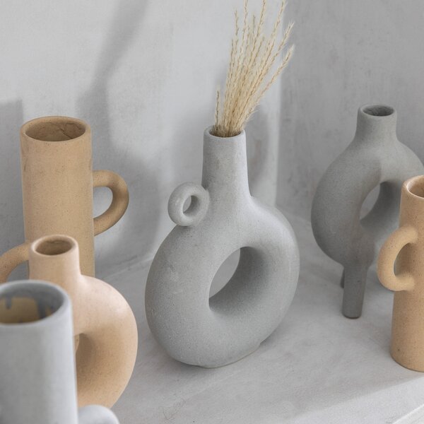 Harben Donut Ceramic Vase Light Grey