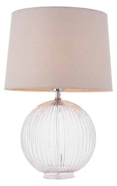 Janesville Clear Glass Table Lamp In Natural And Satin Nickel