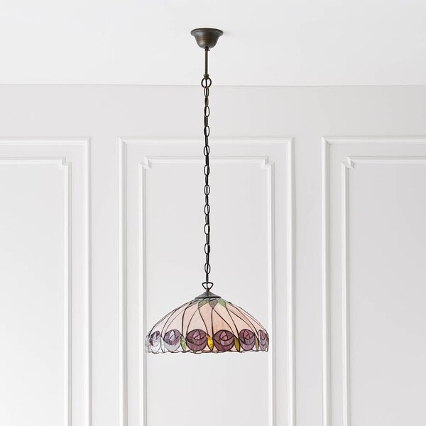 Hinton Tiffany Glass Pendant Ceiling Light In Multicolour