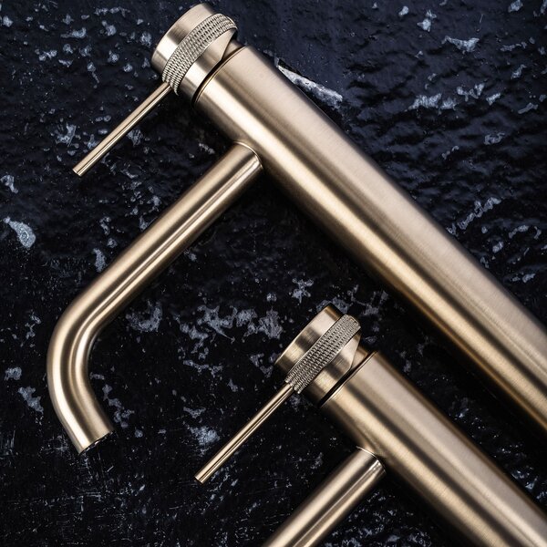 Bathroom faucet Rea Lungo Grip Brush Gold high