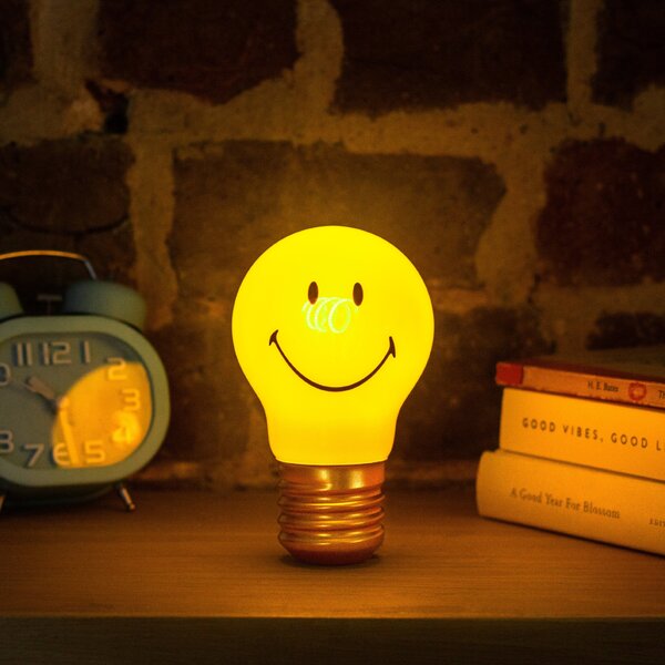 Cordless Rechargeable Smiley Lightbulb Shaped Night Light