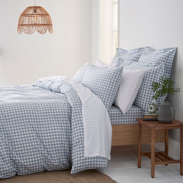 Portloe Gingham Woven Cotton Fitted Sheet