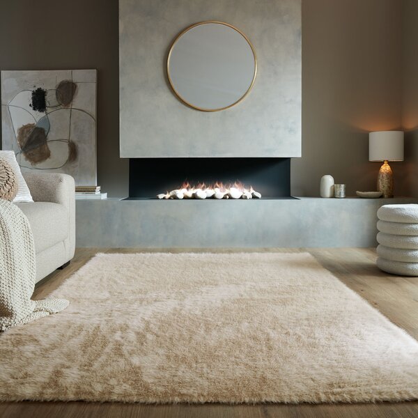 Alpine Washable Faux Fur Rug Natural