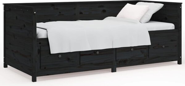 Day Bed without Mattress Black 90x190 cm Single Solid Wood Pine