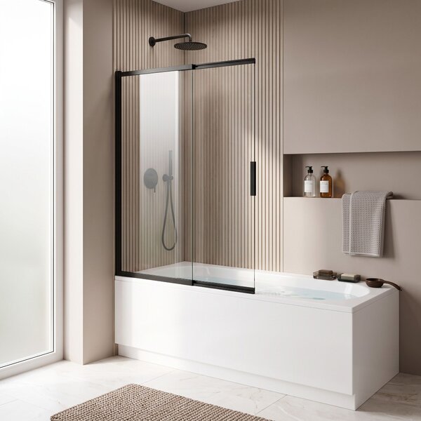 Sliding bathtub screen REA Dario Black 100