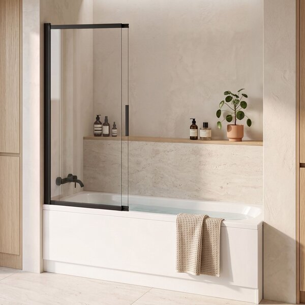 Sliding bathtub screen REA Dario Black 100