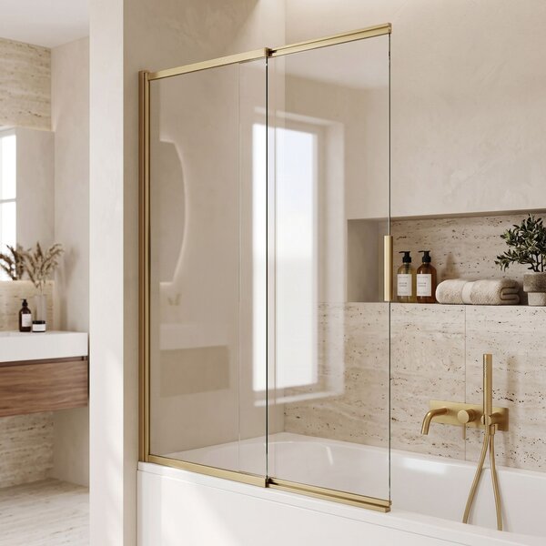 Sliding bathtub screen REA Dario Brush Gold 100