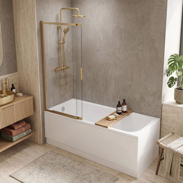Sliding bathtub screen REA Dario Brush Gold 100