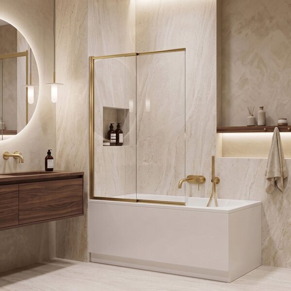 Sliding bathtub screen REA Dario Brush Gold 100