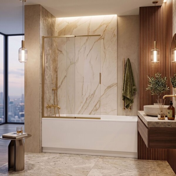 Sliding bathtub screen REA Dario Brush Gold 100
