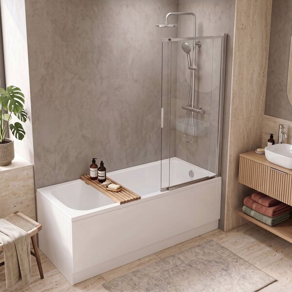 Sliding bathtub screen REA Dario Chrome 80