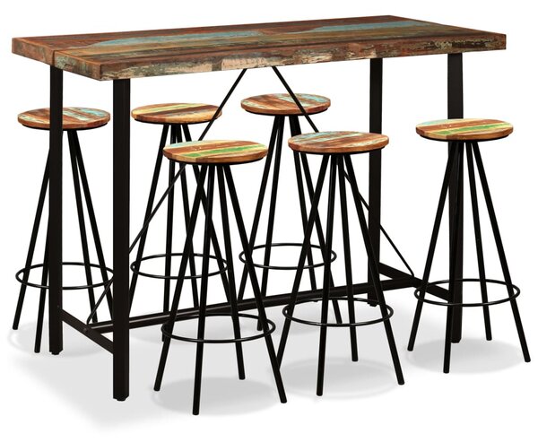 Bar Set 7 Pieces Solid Reclaimed Wood