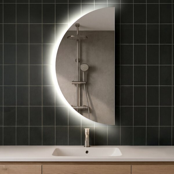 80x160 Semi-Circular Mirror with LED illumination D221 | left