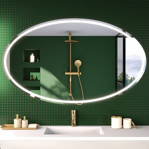 LED bathroom mirror oval horizontal L74 with lighting modern Artforma
