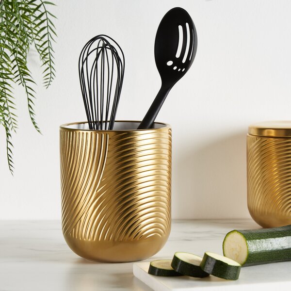 Curves Utensil Pot Gold Gold