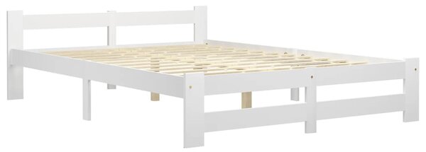 Bed Frame without Mattress White Solid Pine Wood 160x200 cm