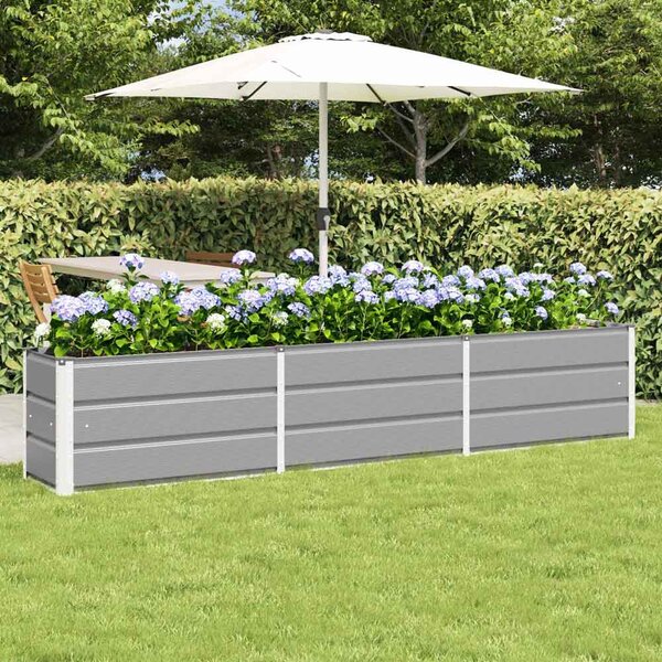 Modenza 240 x 45cm Garden Steel Planter In Light Grey