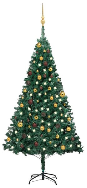 Artificial Pre-lit Christmas Tree with Ball Set Green 180 cm PVC