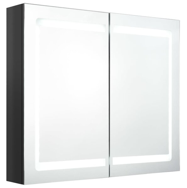 LED Bathroom Mirror Cabinet Shining Black 80x12x68 cm