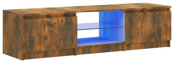 TV Cabinet with LED Lights Smoked Oak 140x40x35.5 cm