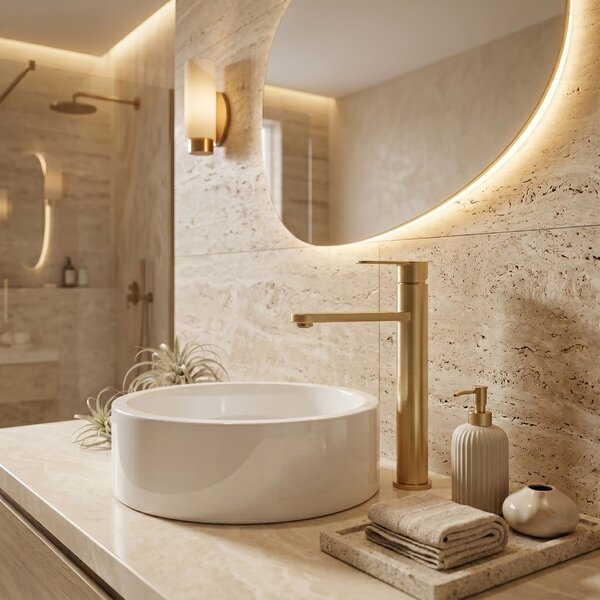Bathroom faucet Rea Arcos Brush Gold