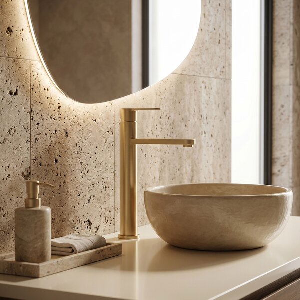 Bathroom faucet Rea Arcos Brush Gold