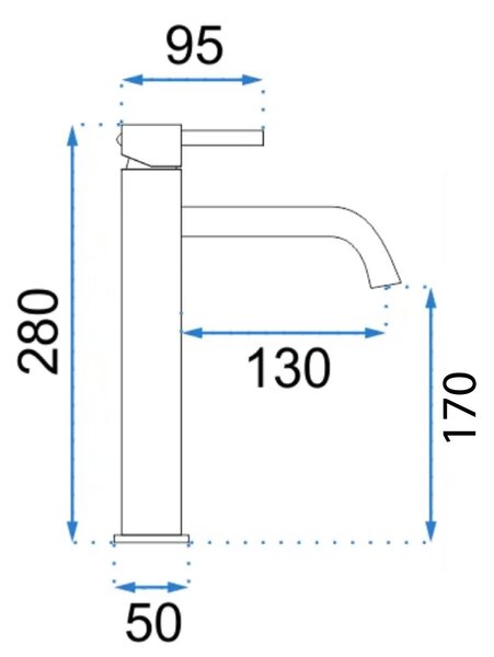 Bathroom faucet Rea Lungo Grip Gun Grey high