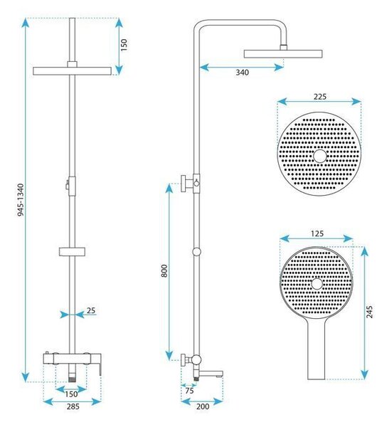 Shower Set Rea Arcos brush copper