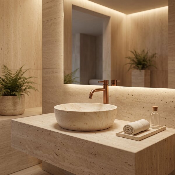Countertop Basin Rea Amelia Travertine Classic 48