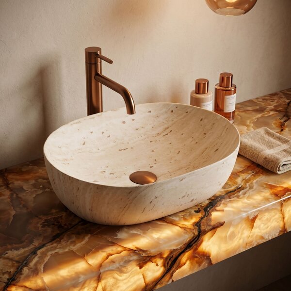 Countertop Basin Rea Amelia Travertine Classic 48