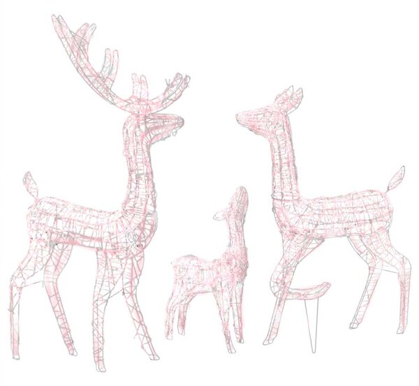 Acrylic Reindeer Family Christmas Decoration 300 LED Warm White