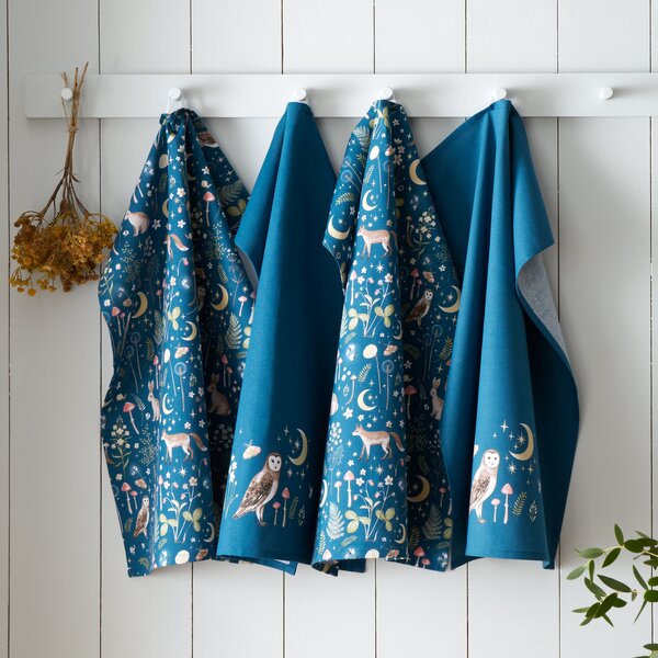 Catherine Lansfield Enchanted Twilight Tea Towel Navy