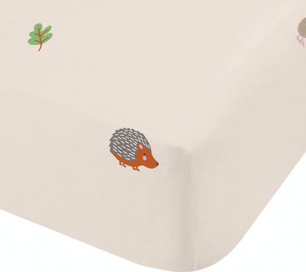 Catherine Lansfield Fox And Woodland Friends Bed Linen Fitted Sheet Cream