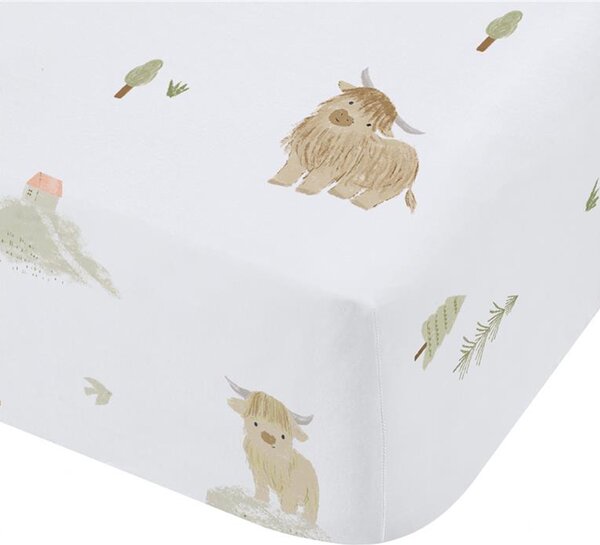 Bianca Mini Moo Bed Linen Fitted Sheet White