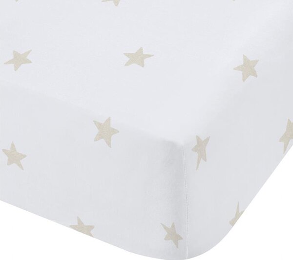 Bianca Mini Star And Stripes Bed Linen Fitted Sheet Natural