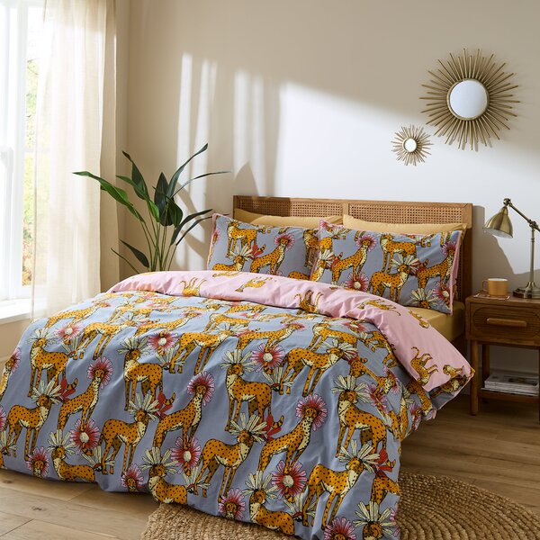 Their Nibs Untamed Cheetah Duvet Cover Bedding Set Grey