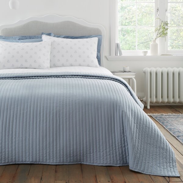 Bianca Quilted Lines 220cm x 230cm Bedspread Blue