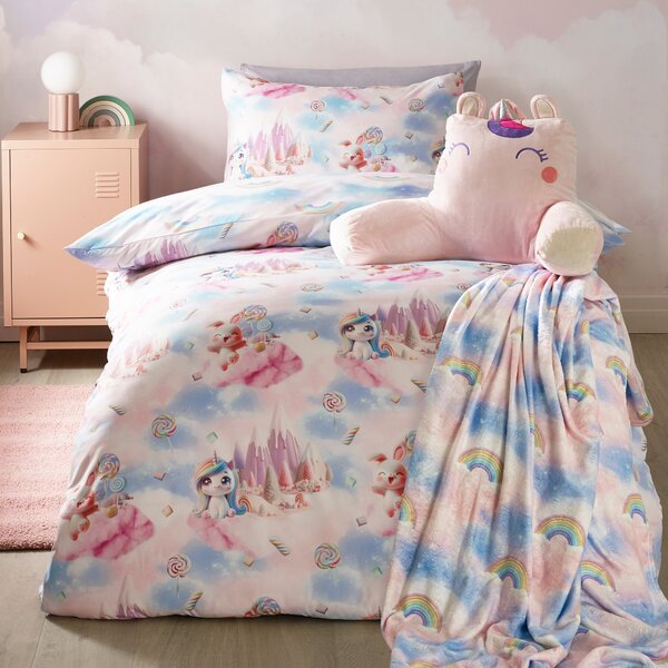 Catherine Lansfield Candy Unicorn Duvet Cover Bedding Set Pink