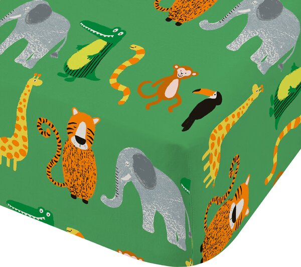 Catherine Lansfield Animal Magic Bed Linen Fitted Sheet Green